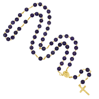 Amethyst rosary beads with gold bindings