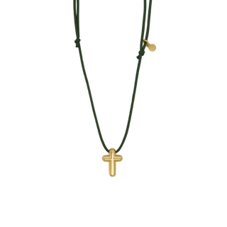 Golden Silver cross necklace green 