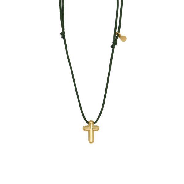 Golden Silver cross necklace green 