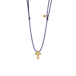 Golden silver and rope cross necklace
