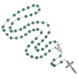 Green Stones Rosary in metal