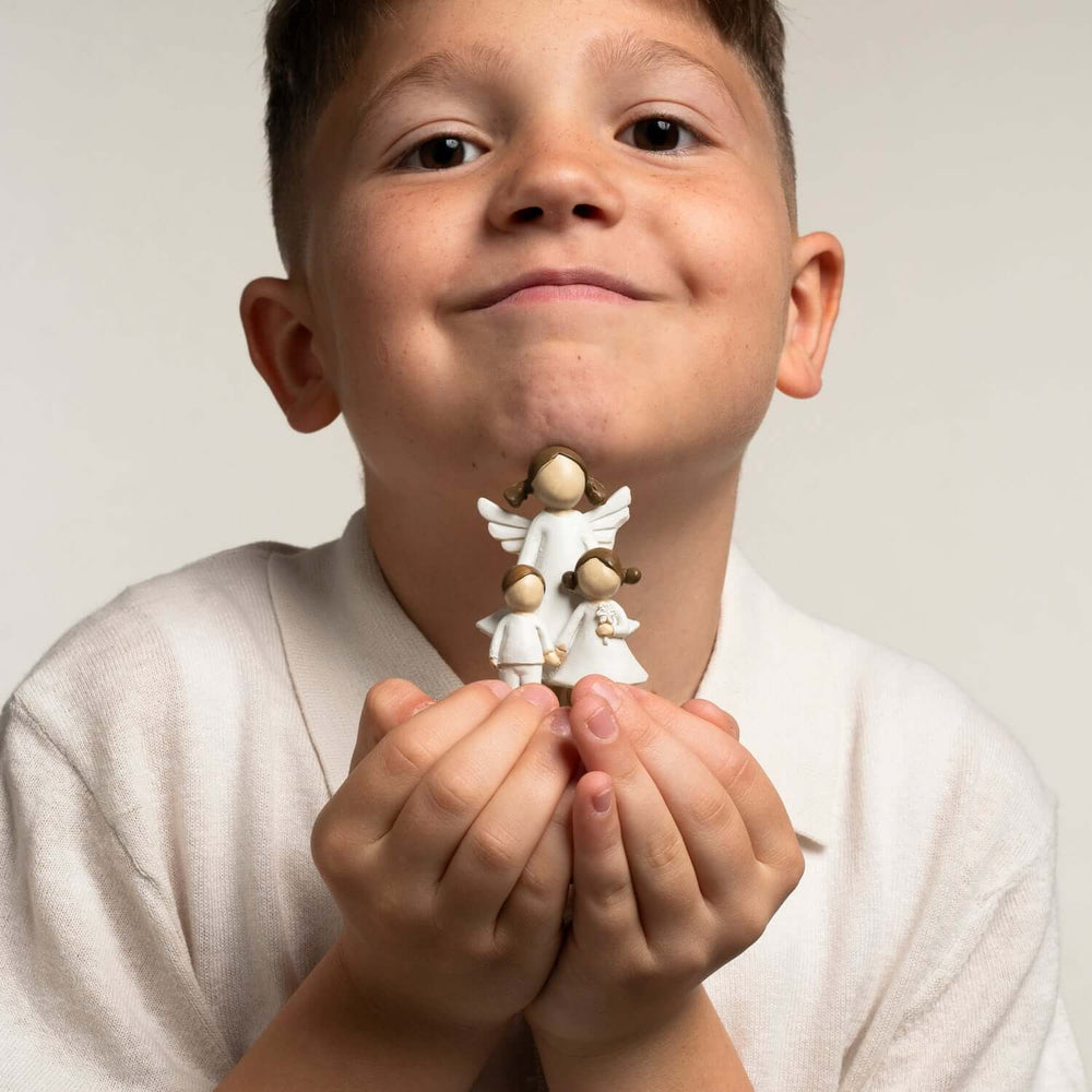 Guardian angel with boy and girl resin statue