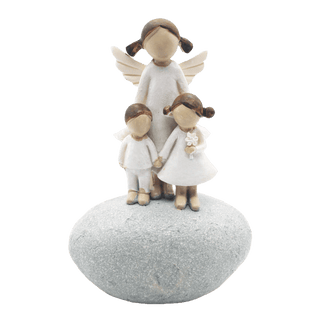 guardian angel with boy and girl resin statue