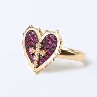 Gold and diamond heart-shaped ring