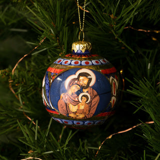 holy family blue christmas bauble