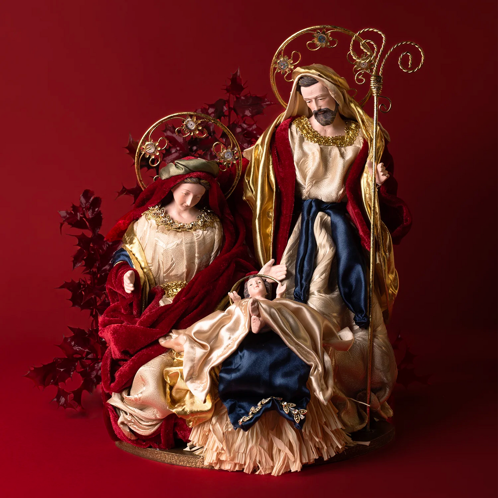 Nativity scene with fabric clothing