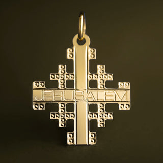 COLGANTE CRUZ DE JERUSALÉN - PLATA DORADA
