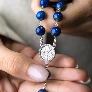lapis lazuli beads rosary silver