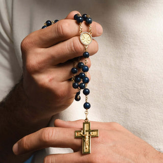 Lapis Lazuli vermeil silver rosary