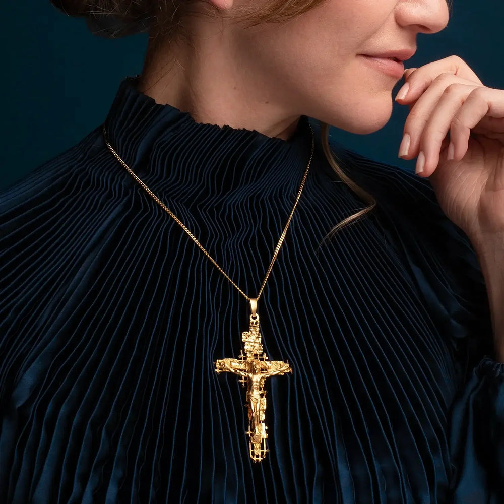 Large Gold Crucifix Pendant