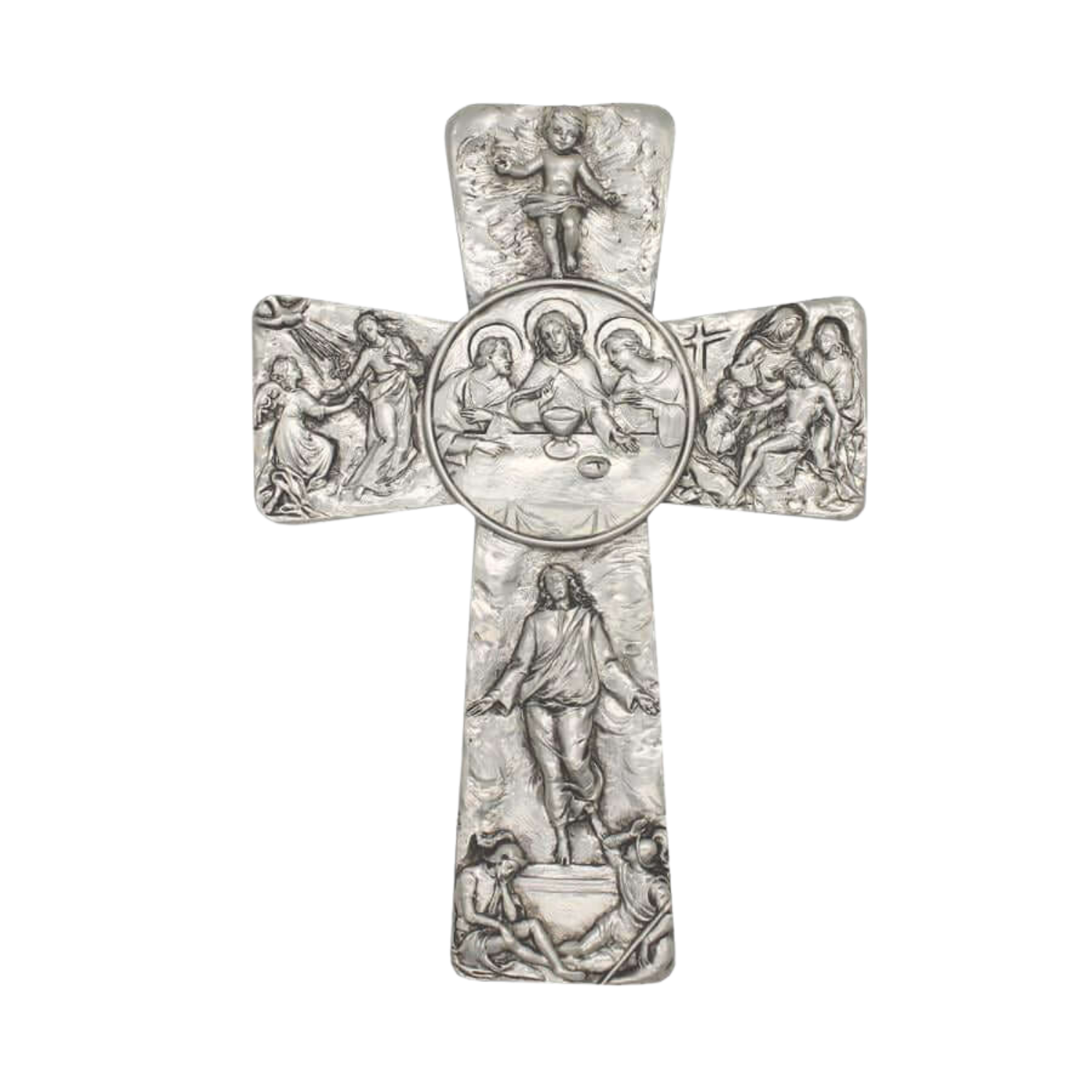 Jesus's Life Silver Wall Cross Savelli Religious