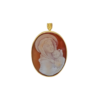 MADONNA WITH BABY JESUS- CAMEO PENDANT - GOLD