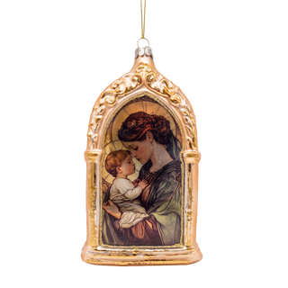 Mary with Baby Jesus Christmas ornament in glass