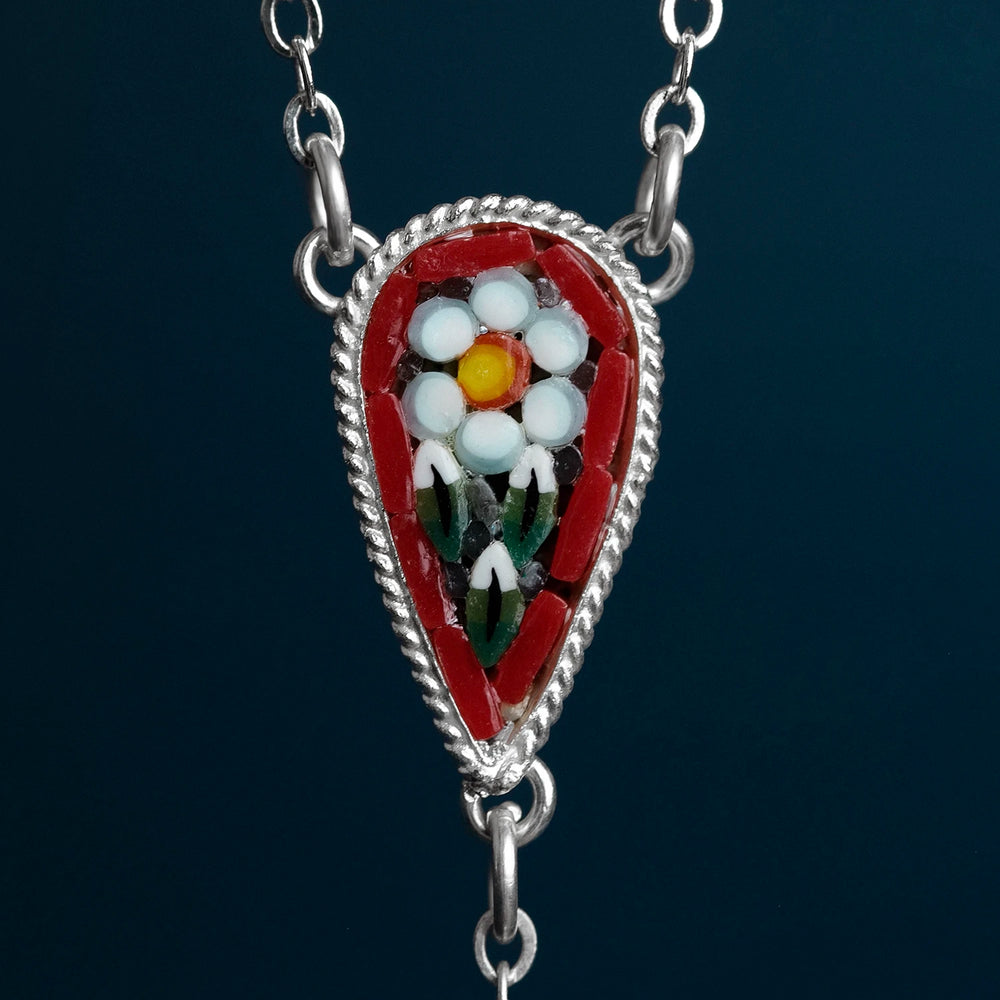 Micromosaic rosary in metal