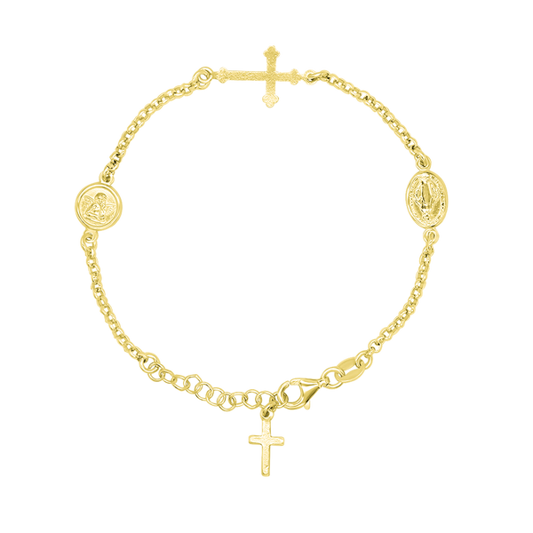 Miraculous medal and angel bracelet golden silver