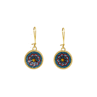 Micromosaic earrings round green