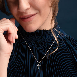 Mother of Pearl Cross Pendant in Silver