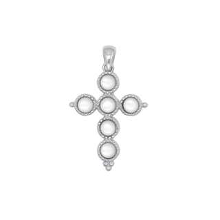 Mother of Pearl Cross Pendant in Silver