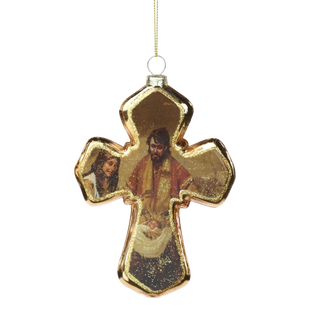 Decorative cross ornament with religious figures
