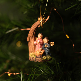 Resin tree ornament with angels and the Infant Jesus