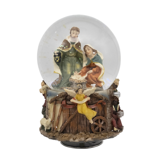 Nativity scene musical snow globe