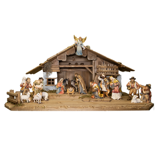 Carved wood 18pcs nativity scene set