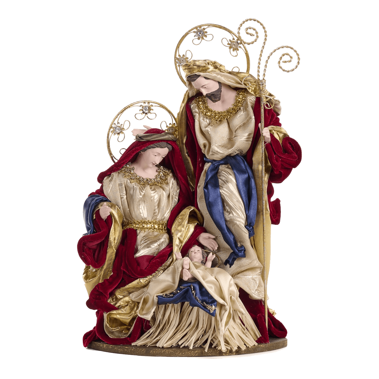 Presepe Completo In Scatola Di Latta - Statuine Sacra Famiglia Con Sfondo Stellato, Decorazione Natalizia Compatta