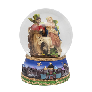 Nativity set with Donkey musical snow globe