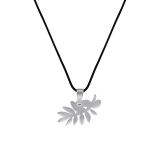 olive branch necklace in rubber cord and steel
