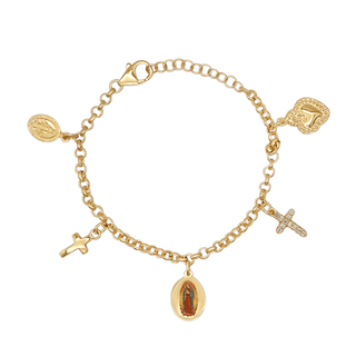Our Lady of Guadalupe charms bracelet in golden brass