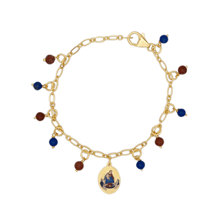 Our Lady of Pompeii beaded bracelet in golden brass