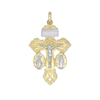 Bicolor silver pardon crucifix pendant