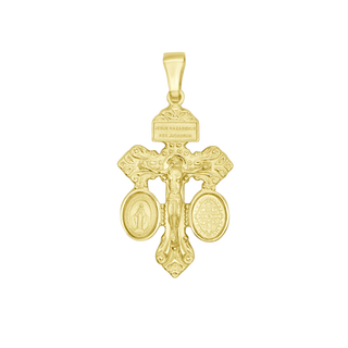 Pardon crucifix gold pendant in 18k