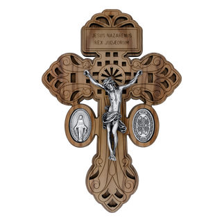 pardon wall crucifix in wood and metal