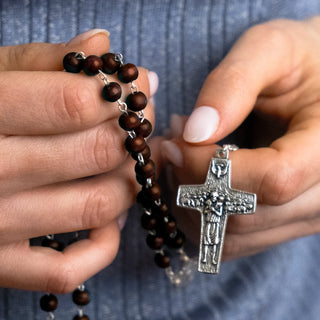 Pope Francis rosary with wooden beads