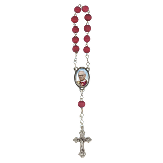 Pope Leo chaplet with red wooden beads and metal binding