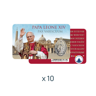Set of 10 cards featuring Pope Leo XIV with St Peter's square on the backgournd
