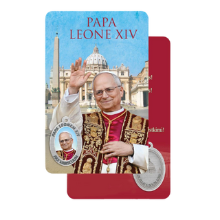 Laminated prayer card of Pope Leo XIV