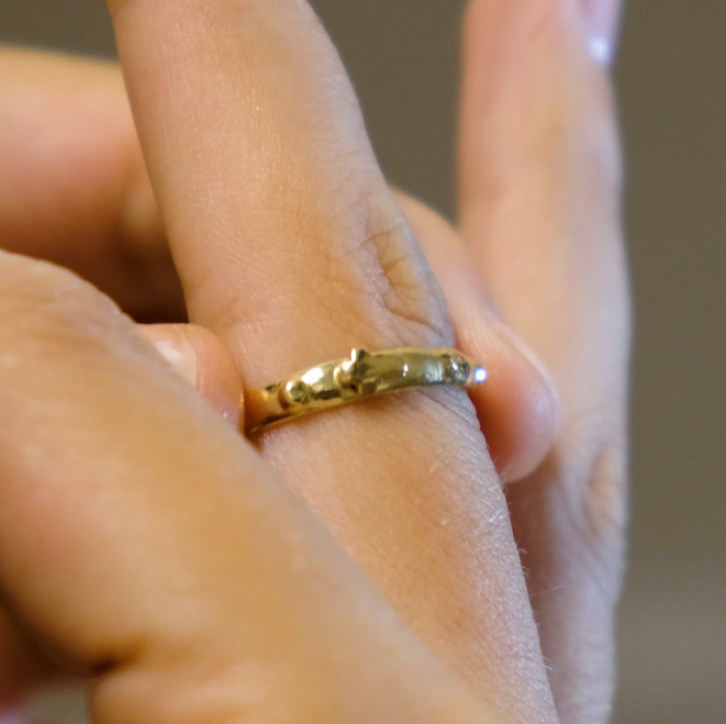 Golden Silver Rosary Ring Savelli Religious - Main Image