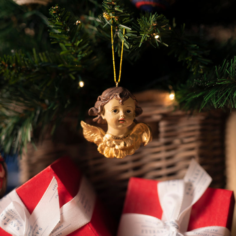 Putto Angel head and wings ornament for Christmas tree