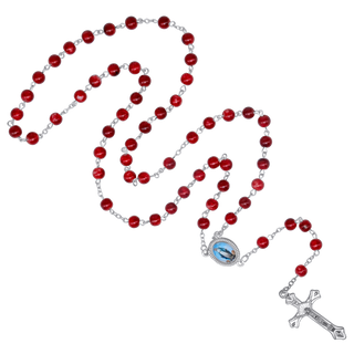 Red marble rosary metal