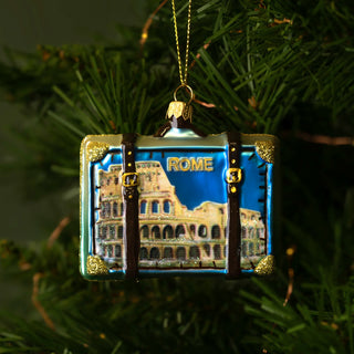 Rome suitcase christmas ornament