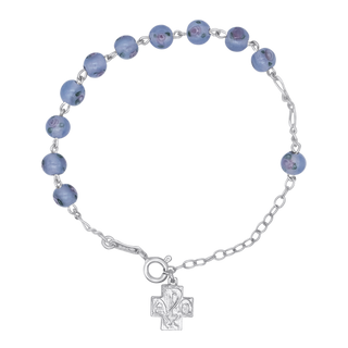 ROSARY BRACELET - LIGHT BLUE MURANO GLASS AND SILVER