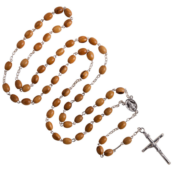 Olive wood oval beads rosary