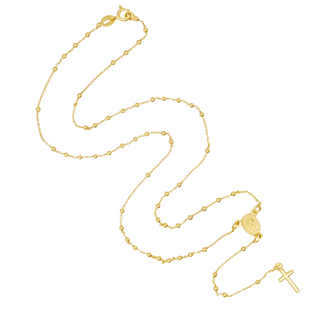 Rosary necklace entirely realized in 18K Gold-plated Sterling Silver with extra small beads.