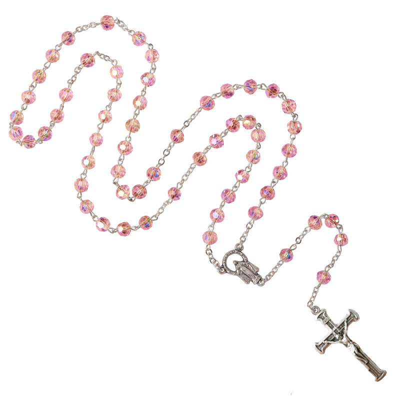 Pink crystal beads rosary