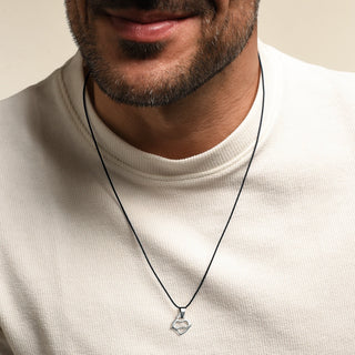 Sacred Heart of Jesus necklace in subber cord and steel