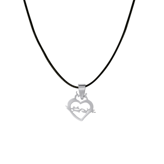 Sacred Heart of Jesus necklace in subber cord and steel