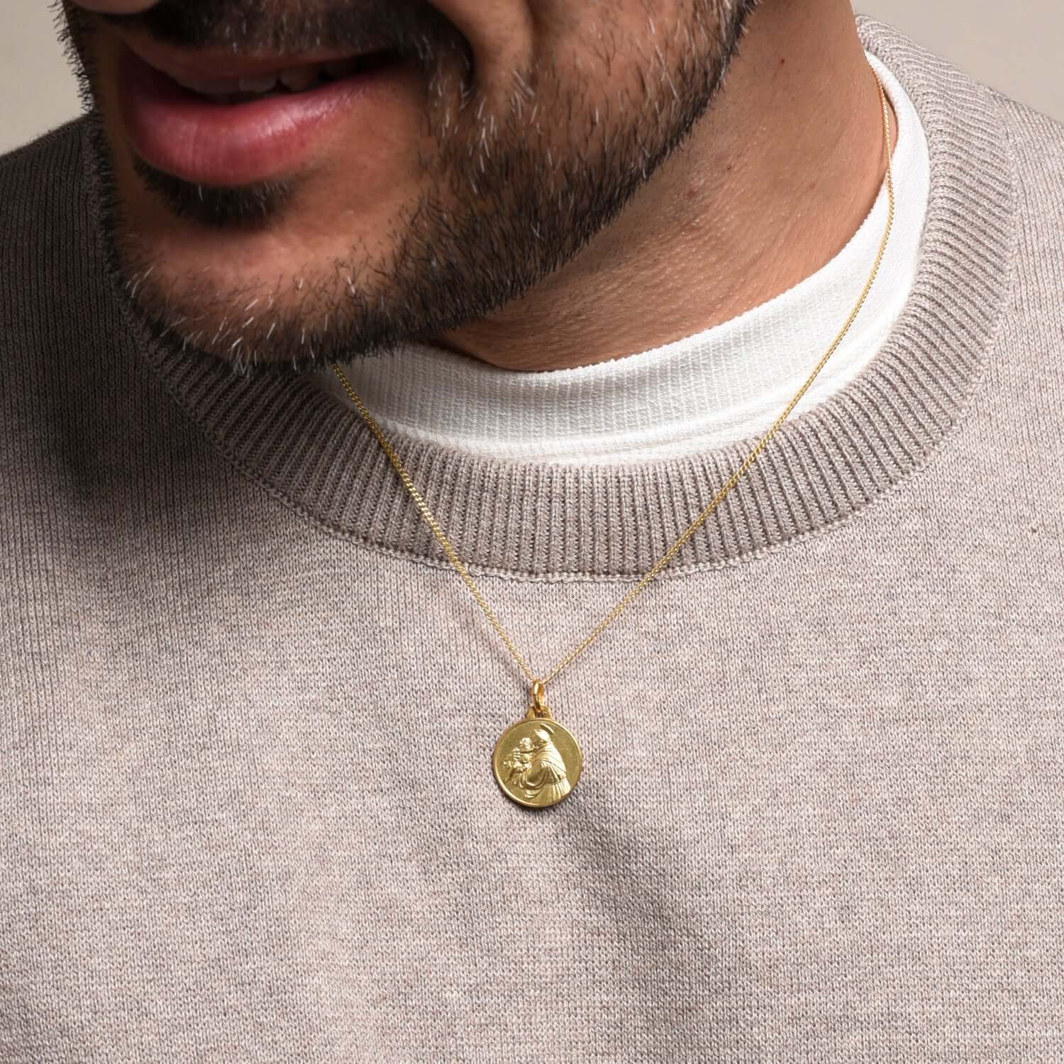 Collana Con Medaglia Di Sant'Antonio In Oro 14 Carati: Santo Patrono "Prega Per Noi" - Italia - Foto 7