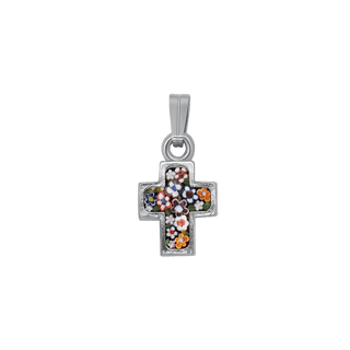 Small cross pendant micromosaic silver 